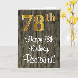 Carte 78e anniversaire : Elégant Faux Gold Look #, Faux