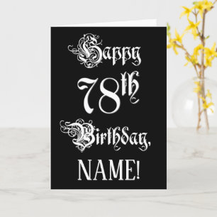 Carte 78e anniversaire : fantaisie, élégant script + Nom