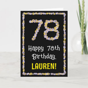 Carte 78e Anniversaire : Nombre de fleurs, Nom personnal