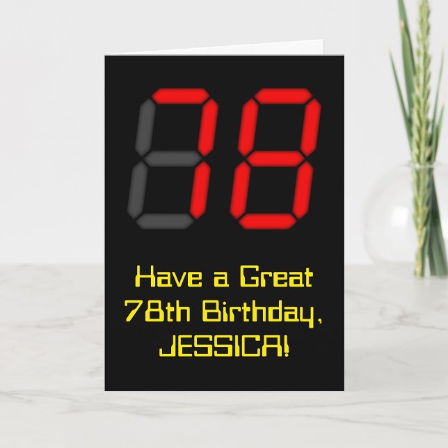 Carte 78e anniversaire : Rouge Digital Clock Style "78"  (Devant)
