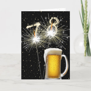 Carte 78e anniversaire Sparklers avec Beer Mug