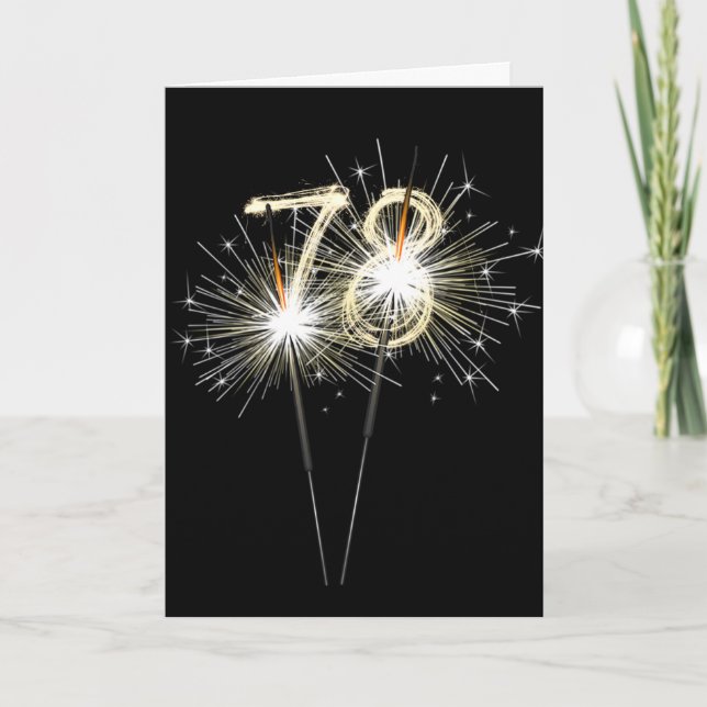 Carte 78e anniversaire Sparklers en noir (Devant)
