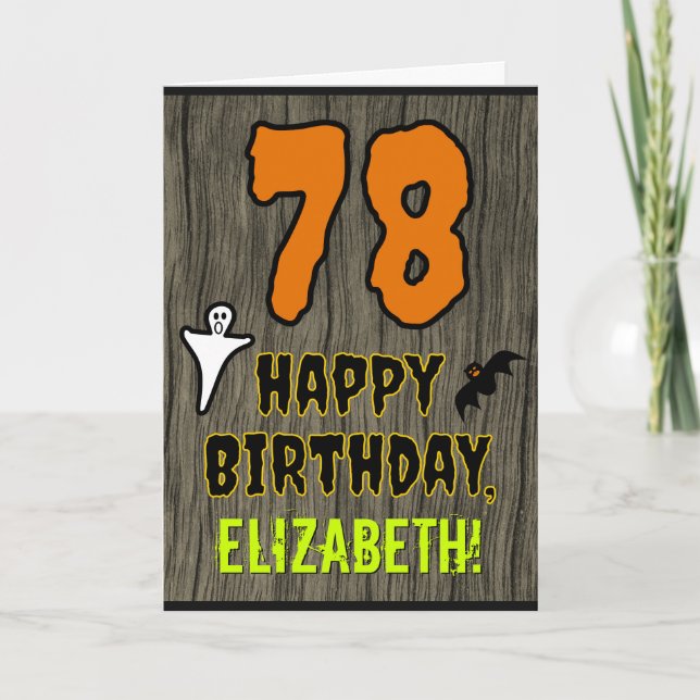 Carte 78e anniversaire : Thème d'Halloween Éffrayant, No (Devant)