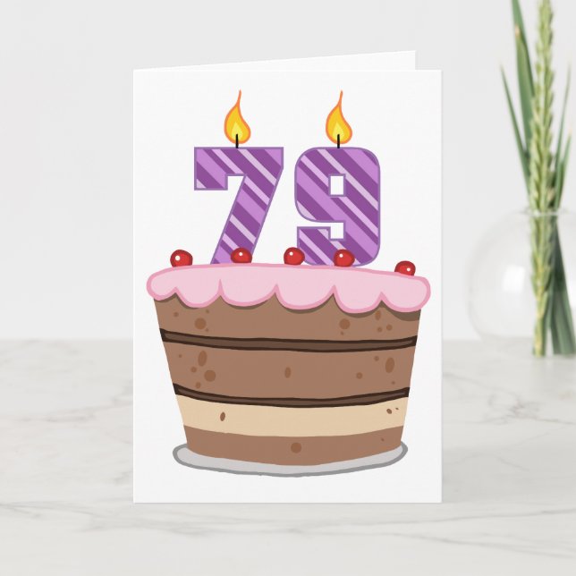 Carte 79 ans sur le gâteau d'anniversaire (Devant)