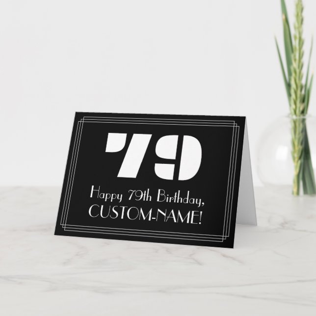 Carte 79e anniversaire : apparence inspirée de l'Art déc (Devant)