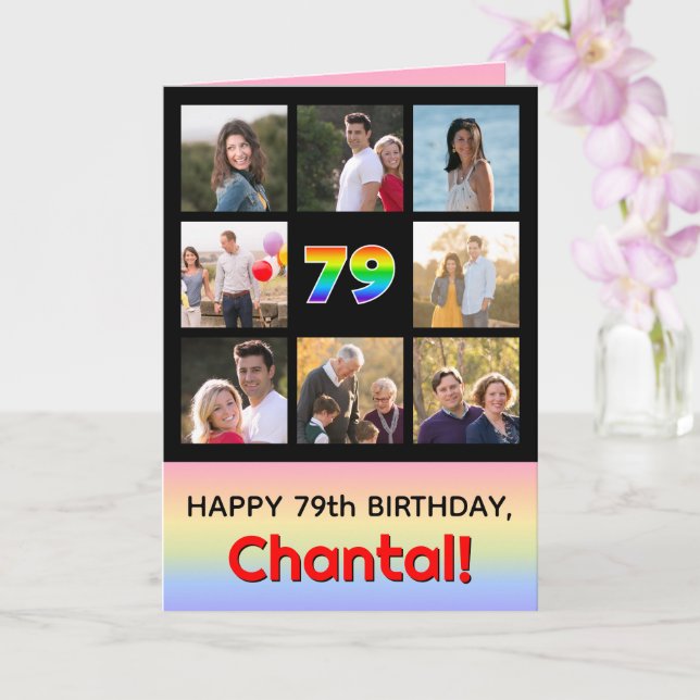 Carte 79e anniversaire : Arc-en-ciel amusant #, photos p (Orchidée)