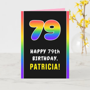 Carte 79e anniversaire : Arc-en-ciel coloré # 79, Nom pe