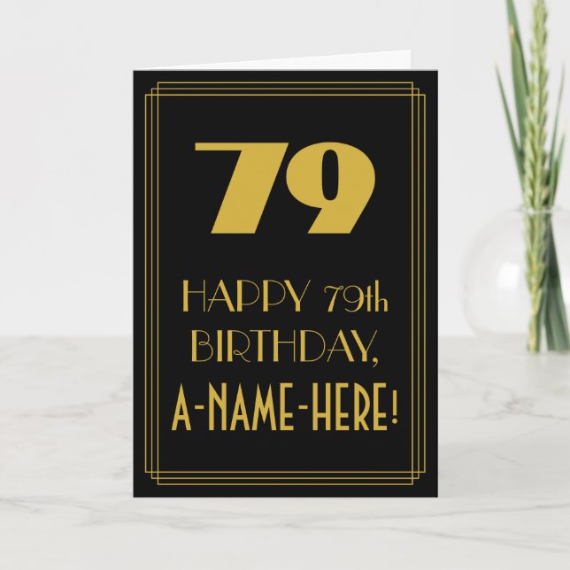 Carte 79e anniversaire ~ Art Déco Inspiré Look "79" & No (Devant)