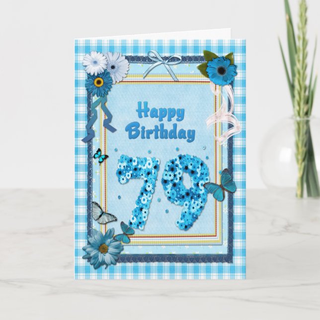 Carte 79e anniversaire avec un effet de scrapbook (Devant)