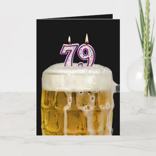 Carte 79e Anniversaire Bière en noir (Devant)