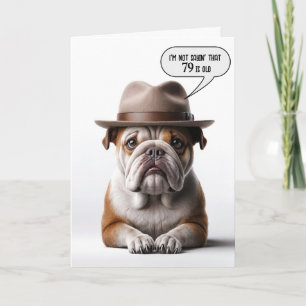 Carte 79e anniversaire Bulldog avec Fedora