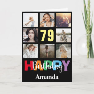 Carte 79e anniversaire heureux Collage photo moderne noi