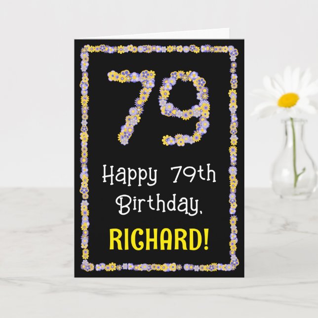 Carte 79e Anniversaire : Nombre de fleurs florales, nom  (Petite plante)
