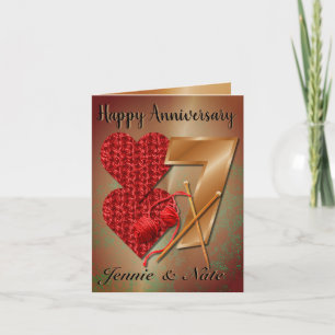Carte 7 Anniversaire Personnalisé Du Cuivre Et De La Lai