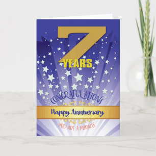 Carte 7 Ans d'Anniversaire de Récupération Chiffre Gras