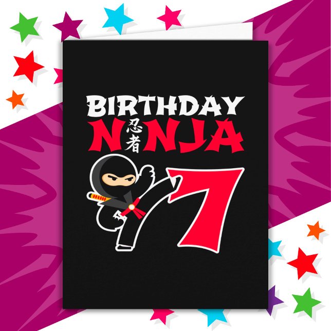 Carte 7 Ans Karate Ninja Party Enfants 7e anniversaire (Créateur téléchargé)