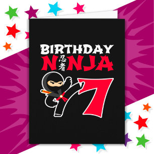 Carte 7 Ans Karate Ninja Party Enfants 7e anniversaire