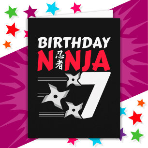 Carte 7 Ans Ninja Party Stars Enfants 7e anniversaire