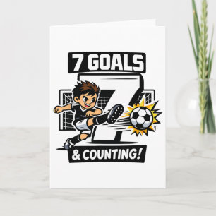 Carte 7 buts et ça continue Anniversaire foot pour garço