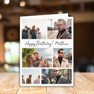 Carte 7 Photos Collage Amis Nom de famille Anniversaire