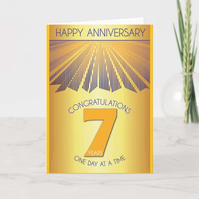 Carte 7 Year Sober Anniversary | Golden Ray 12 Step  (Devant)