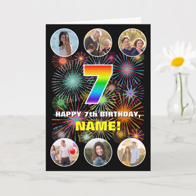 Carte 7e anniversaire : Amusant Arc en Ciel #, Personnal (Petite plante)