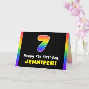 Carte 7e anniversaire : Arc-en-ciel coloré # 7, Nom pers