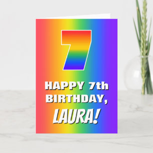 Carte 7e anniversaire : coloré, amusant Motif arc-en-cie