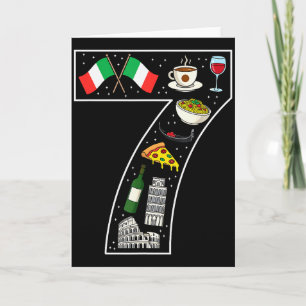 Carte 7e anniversaire culture italienne 7 ans drapeau it