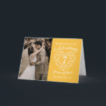 Carte 7e anniversaire du Mariage coeur saphir jaune<br><div class="desc">Mariage saphir jaune célébrant 7 ans d'anniversaire d'amour ajoutez votre propre carte de voeux photo. Célébrant 7 ans d'amour, une simple ligne d'effet de pierre cardiaque graphique couleur graphique carte de voeux personnalisée. Customisez avec votre choix de noms ou de relations, leurs dates d'anniversaire, et une photo du couple heureux....</div>
