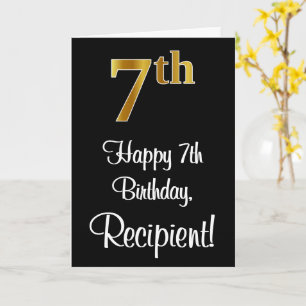 Carte 7e anniversaire ~ Elégant luxe Faux Gold Look #