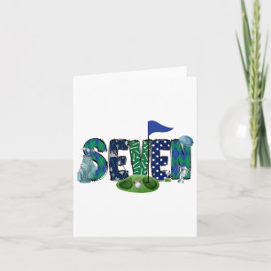 Carte 7e anniversaire Golf Thème Party Golf Girl Boy Bir