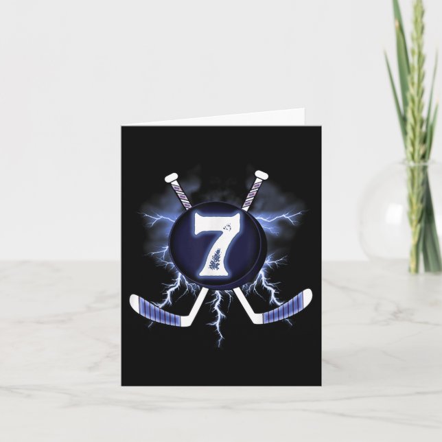Carte 7e anniversaire - Hockey sur glace 7 ans (Devant)
