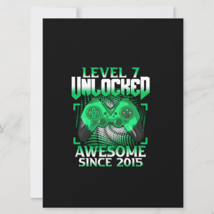 Carte 7e anniversaire Jeu vidéo garçon niveau 7 déverrou