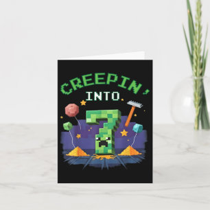 Carte 7e Anniversaire Joueur Pixel Creepin dans 7 jeu vi
