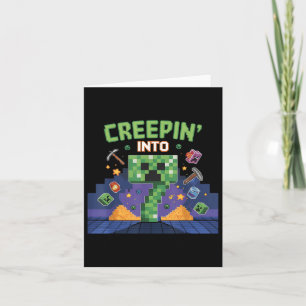 Carte 7e anniversaire Joueur Pixel Creepin’ Into 7 Video