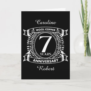 Carte 7E anniversaire mariage laine cuivre