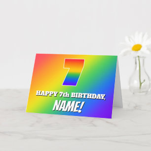Carte 7e anniversaire : Motif arc-en-ciel multicolore # 
