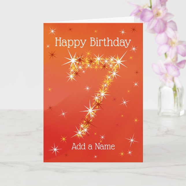 Carte 7e anniversaire - Numéro 7 en étoiles - Rouge - Ag (Orchidée)