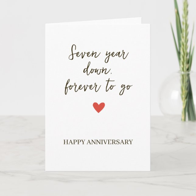 Carte 7e anniversaire – Sept ans déjà pour toujours (Devant)