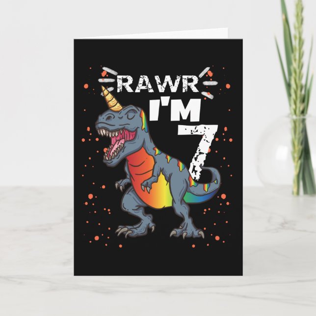 Carte 7e anniversaire T Rex Dinosaur (Devant)