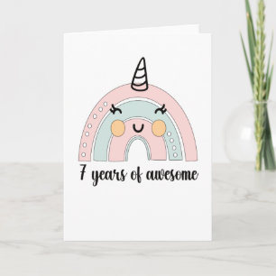 Carte 7e Birthday Boho Rainbow 7 Years Old Unicorn