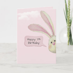 Carte 7ème anniversaire Bunny sur rose