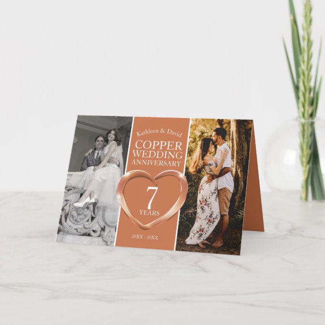 Carte 7ème anniversaire de mariage de cuivre maintenant  (Devant)