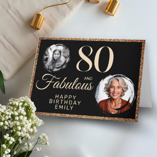 Carte 80 ans et Fabuleux Paillettes Dorées 2 Photo 80e A