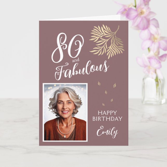 Carte 80 ans et feuillage fabuleux Photo de 80e annivers (Orchidée)