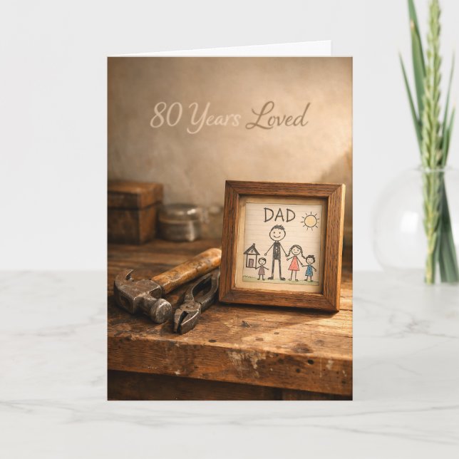 Carte 80 Ans Papa Atelier Rustique Aimé 80e Anniversaire (Devant)