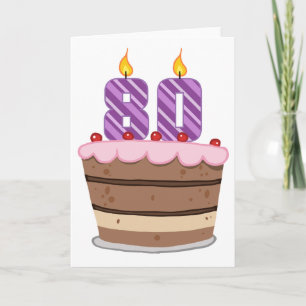 Carte 80 ans sur le gâteau d'anniversaire