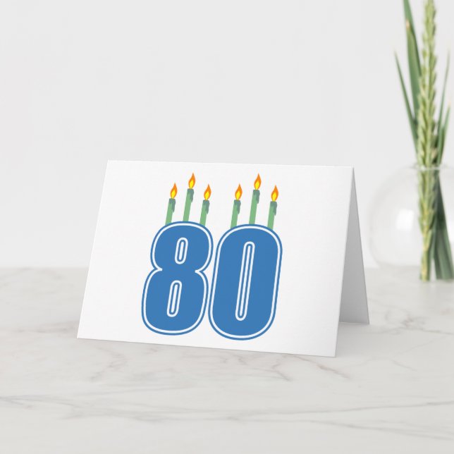 Carte 80 bougies d'anniversaire (bleu / vert) (Devant)
