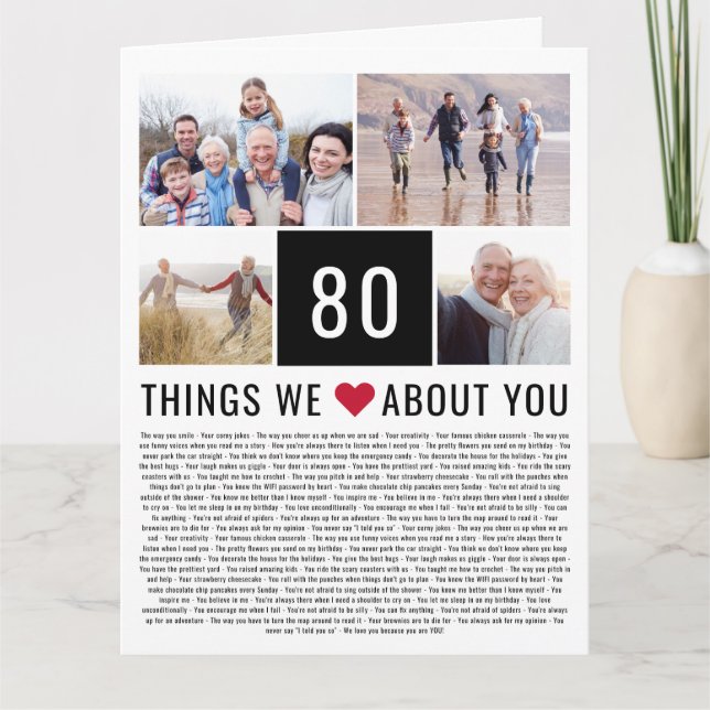 Carte 80 Choses Que Nous Aimons De Vous | 80e anniversai (Devant)